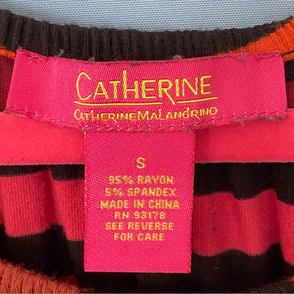 Catherine Malandrino Top Size Small Bright Striped Short Sleeve colorful - Picture 6 of 9